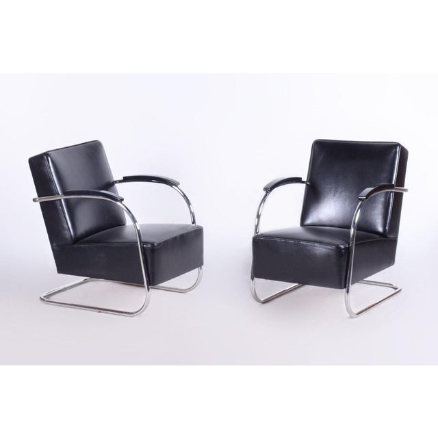 Bauhaus Lounge Chair in Leather from Mücke Melder, Czechia, 1930s For Sale - Image 11 of 12