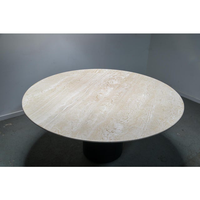 Tobio Dining Table in Travertine and Leather by Afra & Tobia Scarpa for B&B Italia, 1977 For Sale - Image 6 of 8