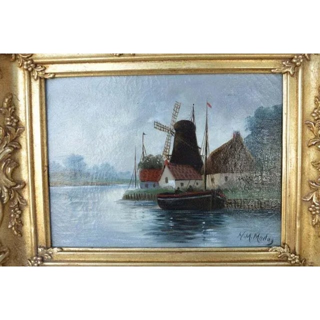 Vintage Seascape Oil on Canvas Set of 2 Paintings in Wood Gilded Frames For Sale - Image 11 of 13