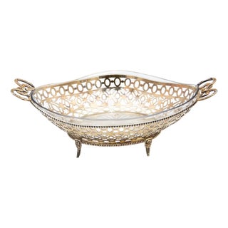 Fruit Bowl with Cut-Out Silver Structure For Sale