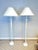 Metal White Gesso Over Bronze Floor Lamps in the Style Giacometti With Shades - a Pair For Sale - Image 7 of 8