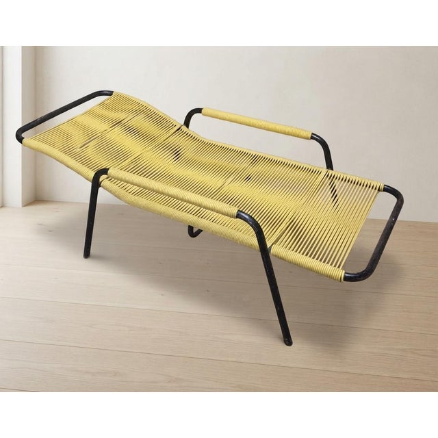 Black Vintage Yellow Cord Lounge Chair in Tubular Metal, 1970s For Sale - Image 8 of 13