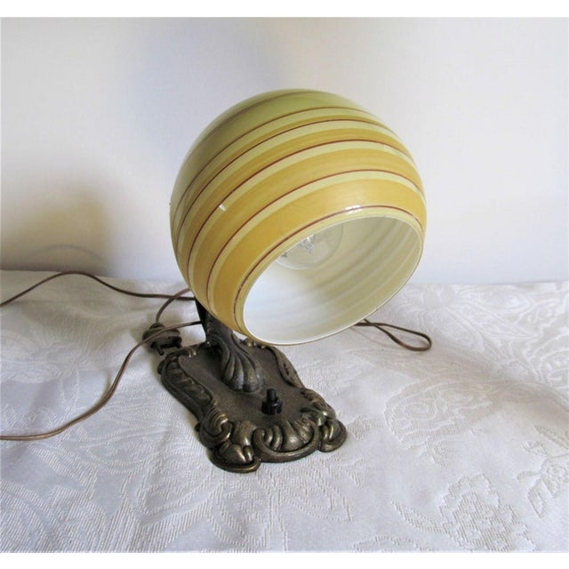 Metal Vintage Art Deco Bauhaus German Desk Lamp in Bronze with Opaline Glass Shade, 1930s For Sale - Image 7 of 11