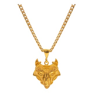 Golden Wolf Spirit Men’s Necklace For Sale