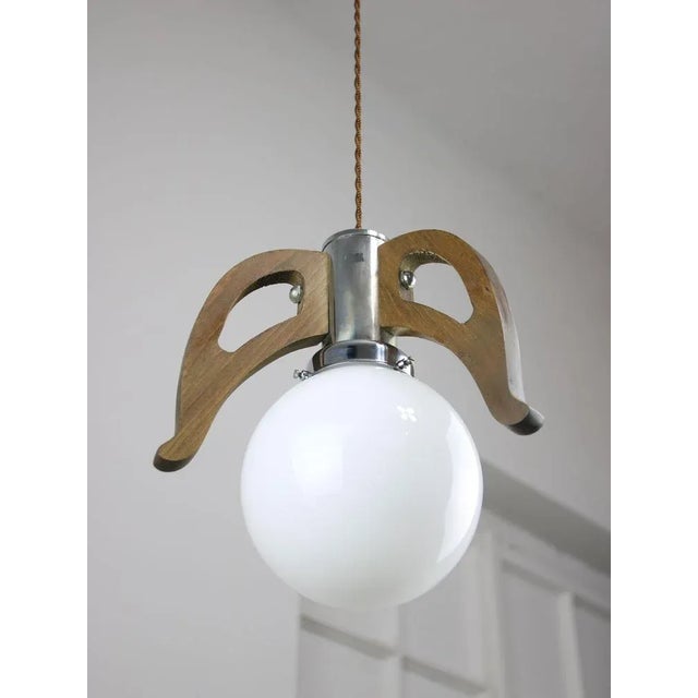 Mid-Century Scandinavian Chrome & Opaline Pendant Lamp, 1960s For Sale - Image 9 of 13