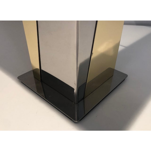 1970s Chrome and Gilt Metal Table Lamp, French Work For Sale - Image 4 of 12