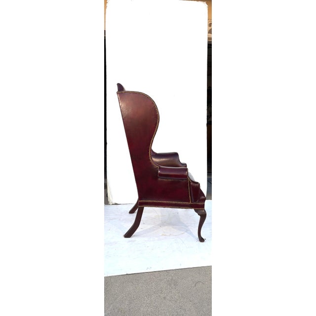 1980s Georgian Style Leather Wingback Chair For Sale - Image 5 of 5