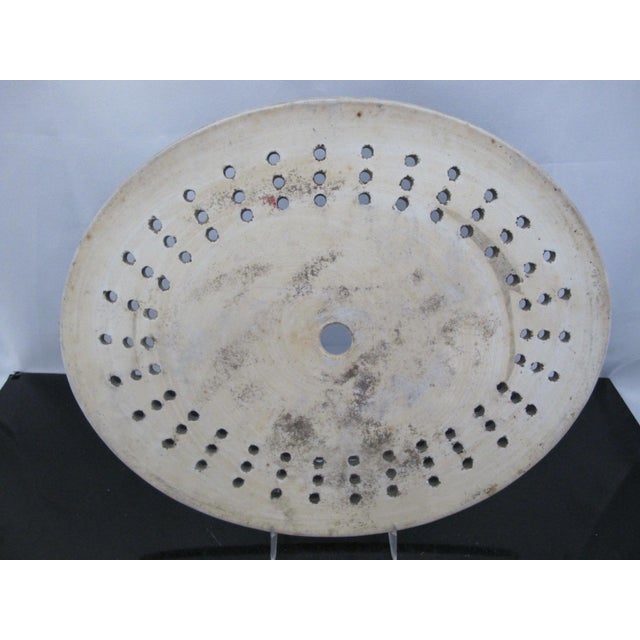 Late 19th Century Chinese Export Canton Blue Nanking Village Porcelain Oval Meat Mazarin Strainer For Sale - Image 5 of 6