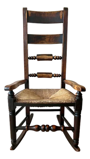 Antique Georgian English Oak Ladderback Rocking Chair, Mid-18th Century