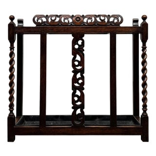 19th Century Antique English Oak Umbrella Stand For Sale