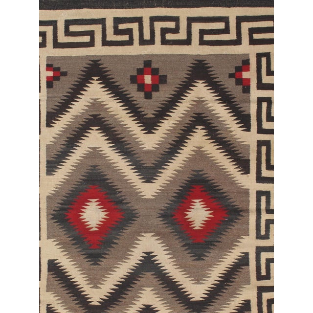 Brown Vintage Navajo Carpet, Oriental Rug, Handmade Wool Rug, Red, Black, Ivory, Bold For Sale - Image 8 of 17