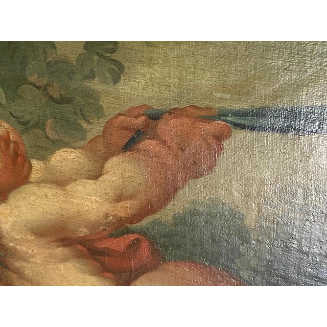 French Artist, Cherubs, 18th Century, Large Oil on Canvas Paintings, Set of 2 For Sale - Image 8 of 18