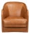 Barrel-Back Swivel Lounge Chair, Chestnut Brown Leather For Sale
