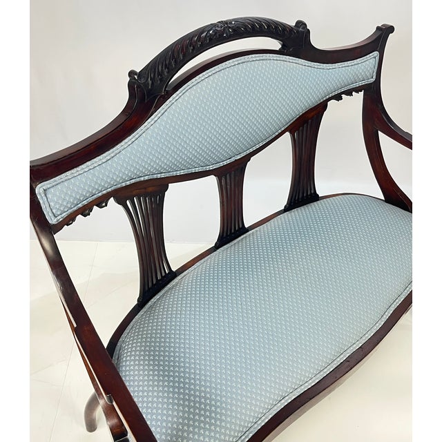 Antique Classical Mahogany Lyre-Back Settee For Sale - Image 10 of 16