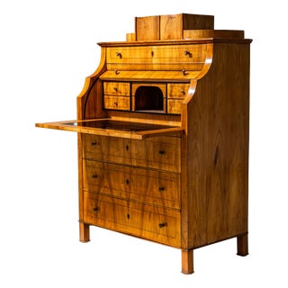 Biedermeier Roll-Top Secretary in Cherrywood, Saxony, 1835 For Sale