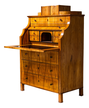 Biedermeier Roll-Top Secretary in Cherrywood, Saxony, 1835
