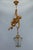 Charming German carved linden wood mountaineer pendant light dating from the 1950s, featuring a finely carved climber...