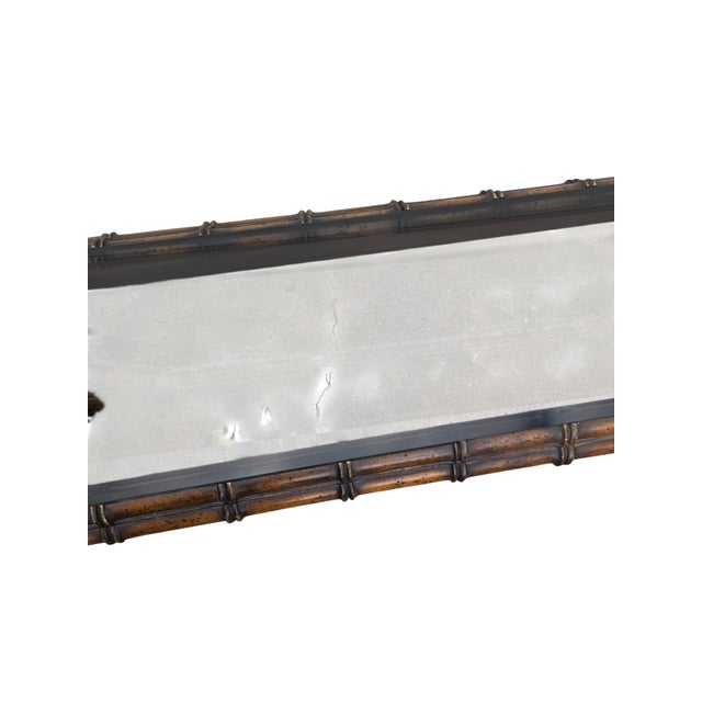 Brown Vintage Faux Bamboo Campaign Console Sofa Table Hollywood Regency 1970s For Sale - Image 8 of 18
