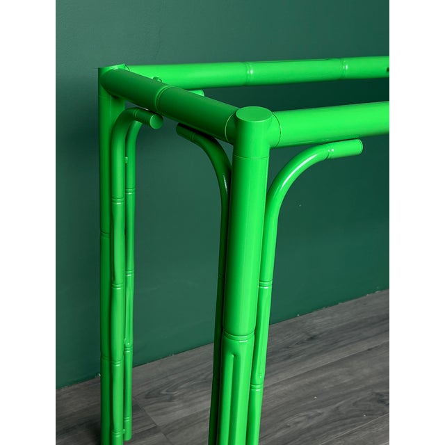 Late 20th Century Faux Bamboo High Gloss Green Lacquered Console For Sale - Image 13 of 16