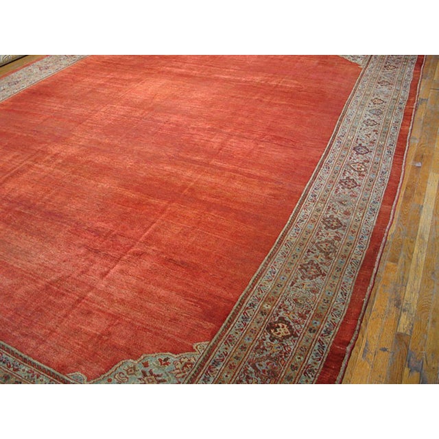 1890s Orange Solid Rustic Antique Sultanabad Persian Rug 12'4" X 16'0" Handknotted Wool Carpet For Sale - Image 4 of 6