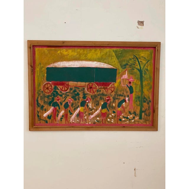 Late 20th Century “Cotton Farm” Jimmy Lee Sudduth Folk Art Painting For Sale - Image 11 of 13