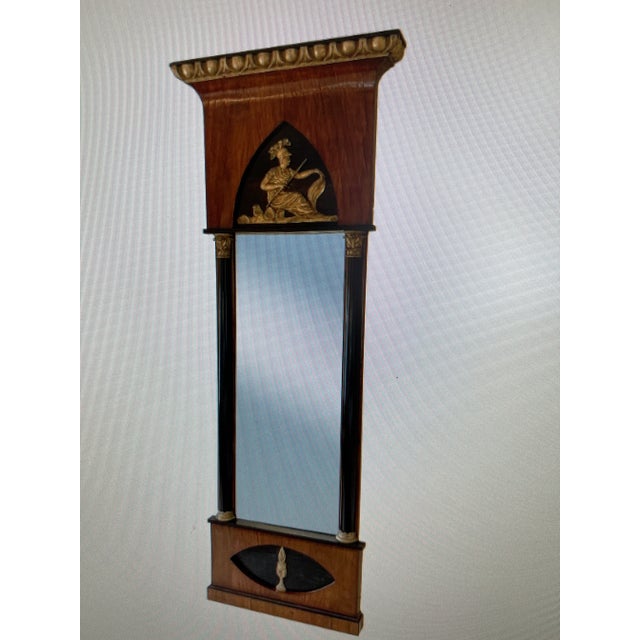 Neoclassical Early 19th Century Neoclassical / Empire Pier Mirror With Gilt Ebonized Columns & Classical Eglomise/Panel For Sale - Image 3 of 7