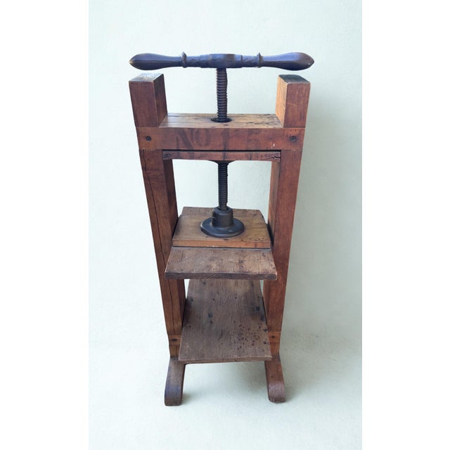 Late 18th Century Antique Standing Bookbinder’s Press — h.c. Hilf Cigar Co. Wood For Sale - Image 5 of 12