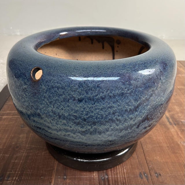 1970s ​Japanese Glazed Ceramic Plant Stand, 1960s For Sale - Image 5 of 18