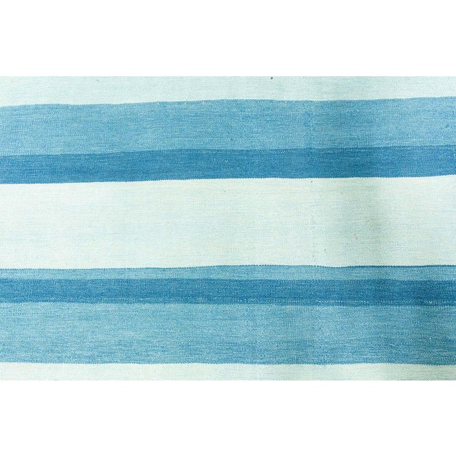 Doris Leslie Blau Vintage Indian Dhurrie Striped Rug For Sale - Image 4 of 8
