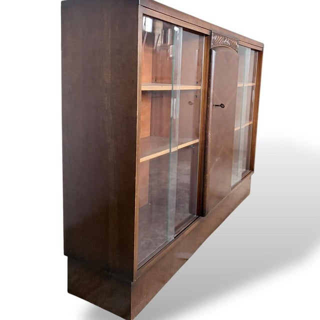 Wood Vintage Arts and Crafts Oak Display Cabinet from Nathan For Sale - Image 7 of 9