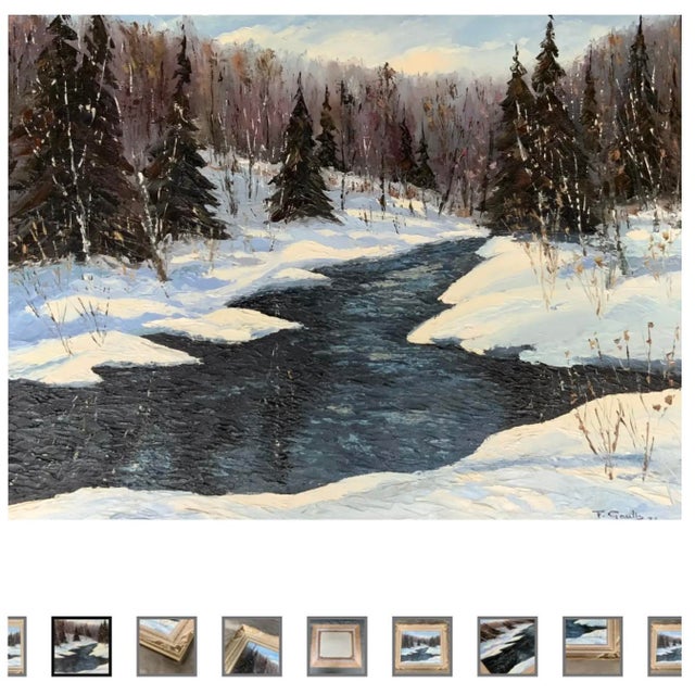 Fernand Gaulin Signed Winter Landscape Oil Painting, 1973 For Sale - Image 16 of 17