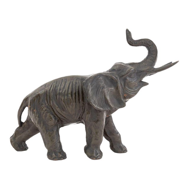 Roaring Elephant Painted Iron Sculpture, Ca. 1900 For Sale