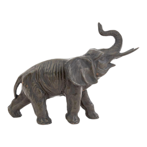 Roaring Elephant Painted Iron Sculpture, Ca. 1900