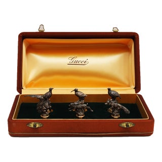 Vintage Italian Sterling Silver Place Card Holders from Gucci, 1960, Set of 6 For Sale