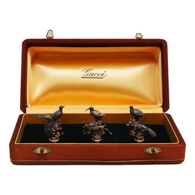 Vintage Italian Sterling Silver Place Card Holders from Gucci, 1960, Set of 6 For Sale