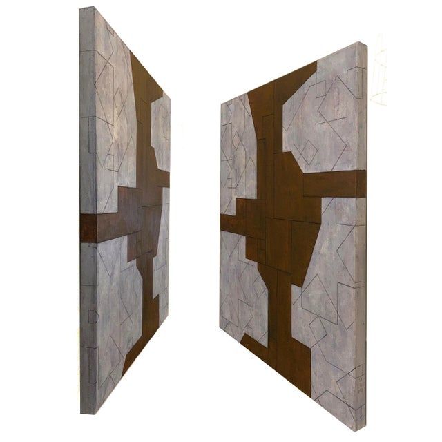 Oil paint, silver leaf, cold wax medium and marble dust on 2-inch deep gallery wrapped canvas. The painting continues...