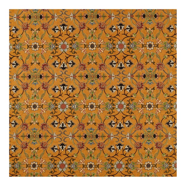 Morris & Co. Persian Scroll Embroidery Fabric in Ochre - a sample For Sale