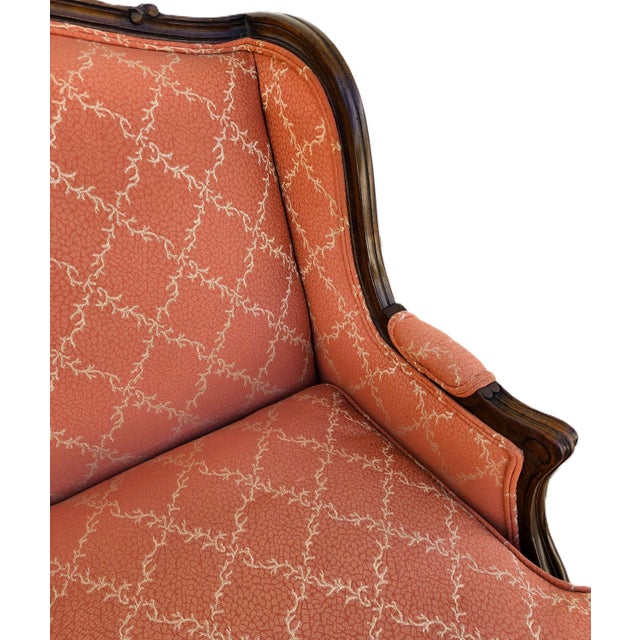 Vintage French Louis XV Carved Wingback Bergère Oversized Armchair Settee For Sale - Image 12 of 18