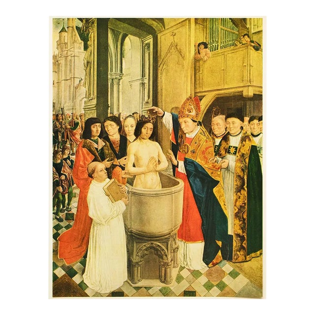 1956 After Master of Saint Gilles "The Baptism of Clovis", Vintage Full-Color Print For Sale