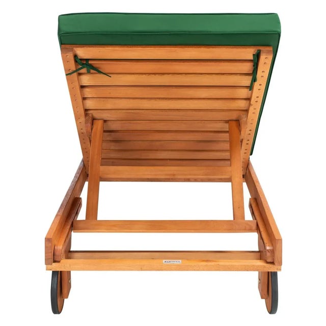Newport Chaise Lounge Chair with Side Table, Natural/Green Cushion For Sale - Image 11 of 12