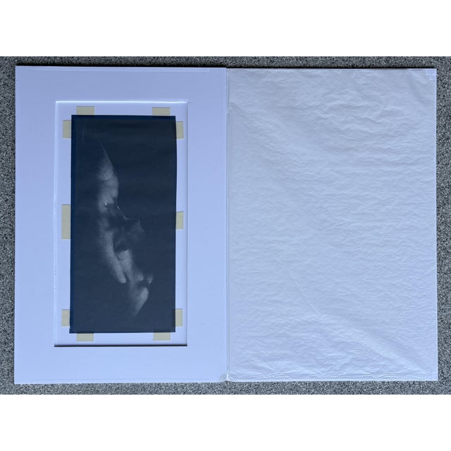 Alexander Cañedo Signed Chalk Drawing — Reclining Female Figure on Deep Blue Paper (Mid‑Century) For Sale - Image 14 of 15