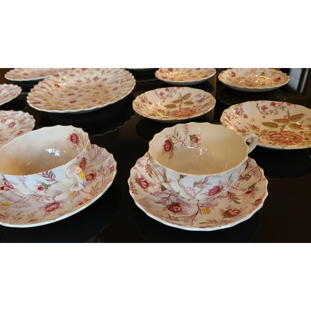 C. 1930's Johnson Brothers Copeland Spode England Rose Chintz Dinnerware Set 15 Pieces Chairish