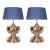 Vintage Chrome Table Lamps Tall Silver and Royal Blue Modern Vase Lamps Set of 2 For Sale