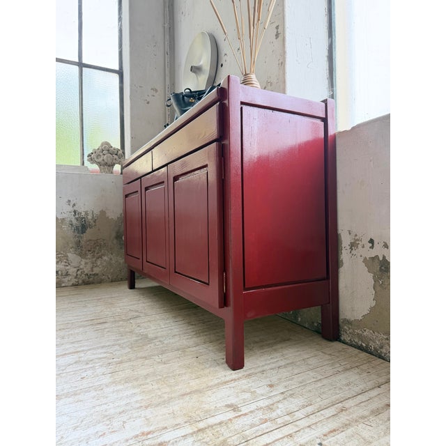 Wood Vintage Red Lacquered Sideboard in Wood, 1970 For Sale - Image 7 of 18