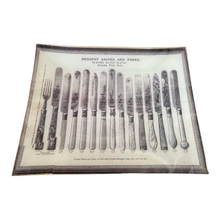 Fornasetti Style Glass Platter, Hollywood Regency, 20th Century For Sale