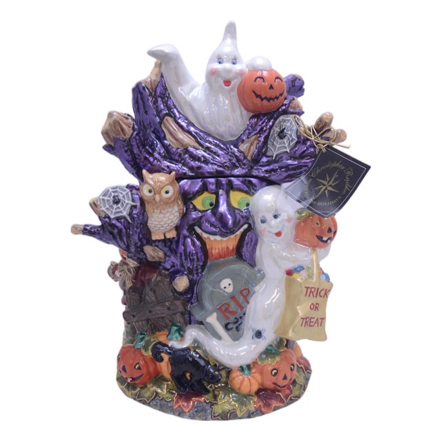 Radko Hoot 'N' Howl Halloween Candy Cookie Jar For Sale