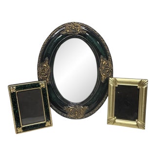 Trio Oof Tale Top Frames in Emerald Green and Brass For Sale