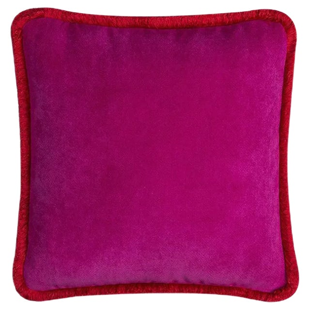 Happy Pillow in Fuchsia and Red from Lo Decor For Sale
