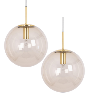 Large Vintage Brass with Smoked Glass Ball Pendant from Limburg, Germany, 1970s