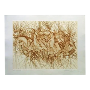 Guillaume Azoulay Embuscade Etching 1981 Hand Signed Fine Art Horse